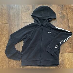 Under Armour Womens full zip hoodie Sz small black white logo